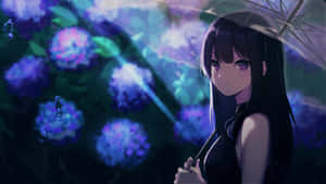 Melancholic_ Anime_ Girl_with_ Umbrella Wallpaper