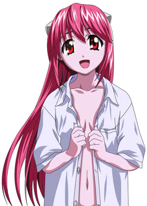 Melancholic Lucy From Elfen Lied Sitting Under The Moonlight Wallpaper