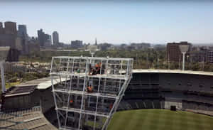 Melbourne Cricket Ground Lights Installation Wallpaper