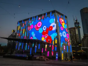 Melbourne Federation Square Colorful Lights Display Wallpaper