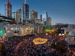 Melbourne Federation Square Event Dusk Wallpaper