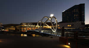 Melbourne South Wharf Seafarers Bridgeat Dusk Wallpaper