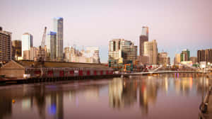 Melbourne South Wharf Skyline Dusk Wallpaper