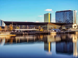 Melbourne South Wharf Skyline Reflection Wallpaper