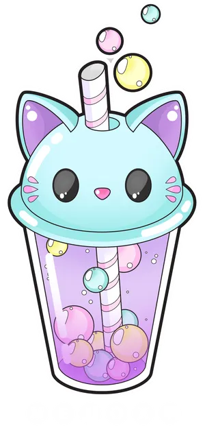 Meloxi Cat Bubble Tea Wallpaper
