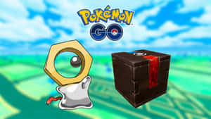 Meltan Beside A Pokémon Go Mystery Box Wallpaper
