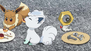 Meltan Eating Screws And Bolts Wallpaper