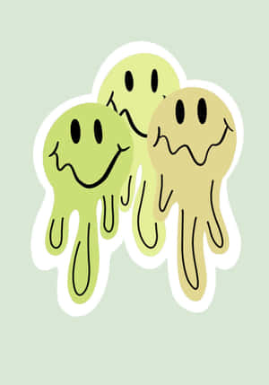 Melted Smiley Faces Sticker Wallpaper