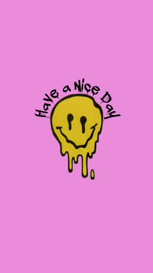 Melting Smiley Face Pink Background Wallpaper