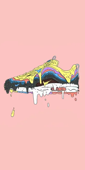 Melting Sneaker Art Pink Backdrop Wallpaper