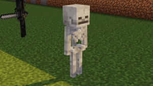 Menacing Minecraft Skeleton In Action Wallpaper