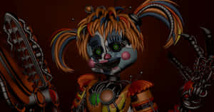 Menacing Scrap Baby Stares Intently In The Dark Wallpaper