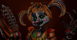 Menacing Scrap Baby Stares Intently In The Dark Wallpaper