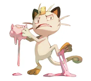 Meowth Stuck In Pink Goop Wallpaper