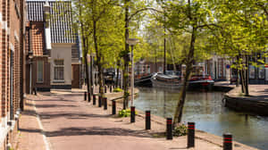 Meppel Canal View Springtime Wallpaper