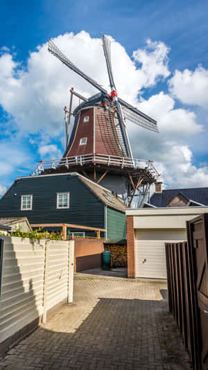 Meppel Windmill Against Blue Sky Wallpaper