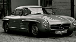 Mercedes Benz 300sl - Black And White Photo Wallpaper