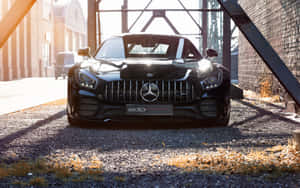 Mercedes Black Front View Wallpaper