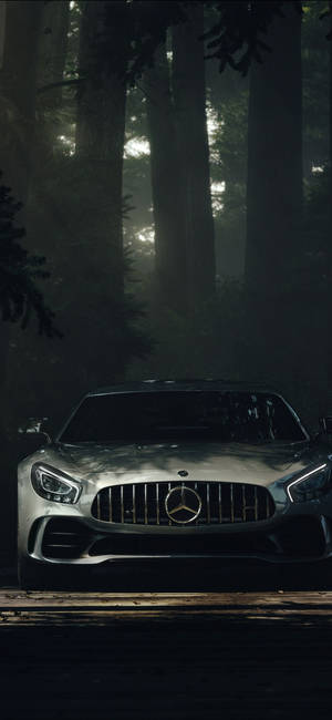 Mercedes In Dark Forest Iphone X Wallpaper