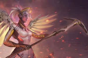 Mercy Character In Overwatch Game Wallpaper