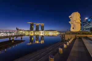 Merlion Park Singapore Dusk View Wallpaper