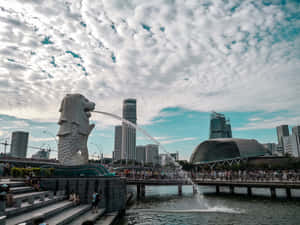 Merlion Park Singapore Skyline Wallpaper