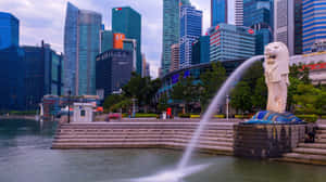 Merlion Park Singapore Skyline Wallpaper