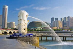 Merlion Statue Singapore Skyline Wallpaper