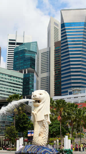 Merlion Statue Singapore Skyline Wallpaper