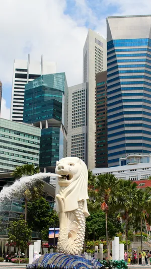 Merlion Statue Singapore Skyline Wallpaper