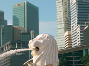 Merlion Statue Singapore Skyline Wallpaper