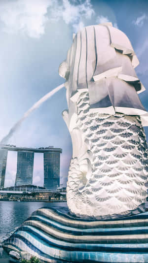 Merlion Statue Singapore Skyline Wallpaper