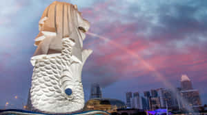 Merlion Statue Singapore Skyline Wallpaper