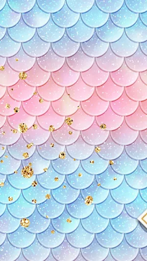 Mermaid Glitters In Blue Pink And Gold Wallpaper