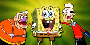 Mermaid Man From Spongebob Squarepants Posing Heroically Wallpaper