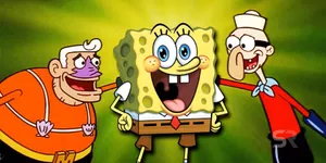 Mermaid Man From Spongebob Squarepants Posing Heroically Wallpaper