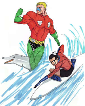 Mermaid Manand Barnacle Boy Action Pose Wallpaper