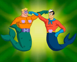 Mermaid Manand Barnacle Boy Animated Heroes Wallpaper