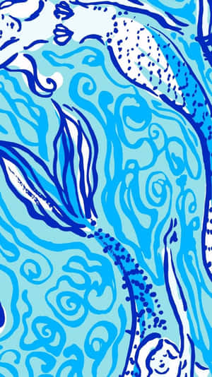Mermaids In Blue And White Wallpaper