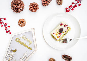 Merry Christmas Cake Slice Wallpaper