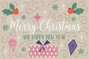 Merry Christmas Happy New Year Greeting Wallpaper