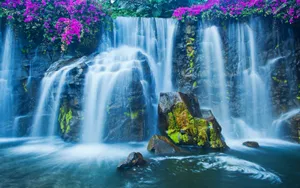 Mesmerizing 3d Waterfall Scene Wallpaper