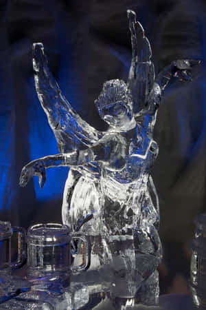 Mesmerizing Ice Sculpture On A Bright Winter Day Wallpaper