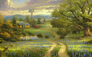 Mesmerizing Landscape Of A Beautiful Painting Wallpaper