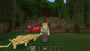 Mesmerizing Screenshot Of A Minecraft Ocelot Wallpaper