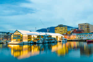 Mesmerizing Sunset Over The Iconic Hobart Harbor In Tasmania, Australia Wallpaper