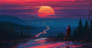 Mesmerizing Sunset Painting Wallpaper