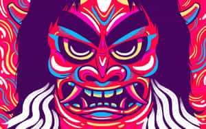 Mesmerizing Tengu Artwork In Vibrant Colors Wallpaper