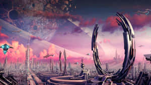 Mesmerizing View Of Space City Wallpaper