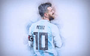 Messi Artistic Sketch Effect2022 Wallpaper